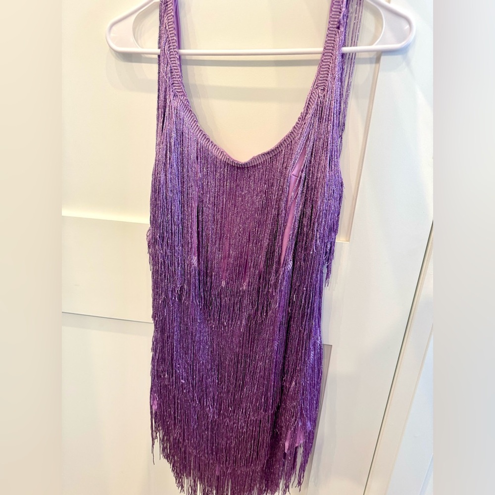 Purple tassel fringe dress